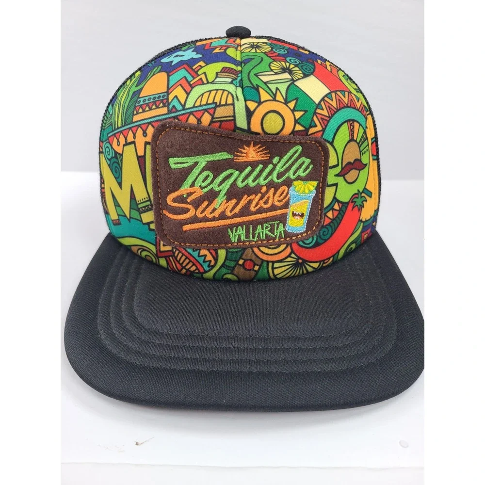 Banana Bay Tequila Sunrise Vallarta‎ Trucker Hat Mens OS Black Multi Snapback